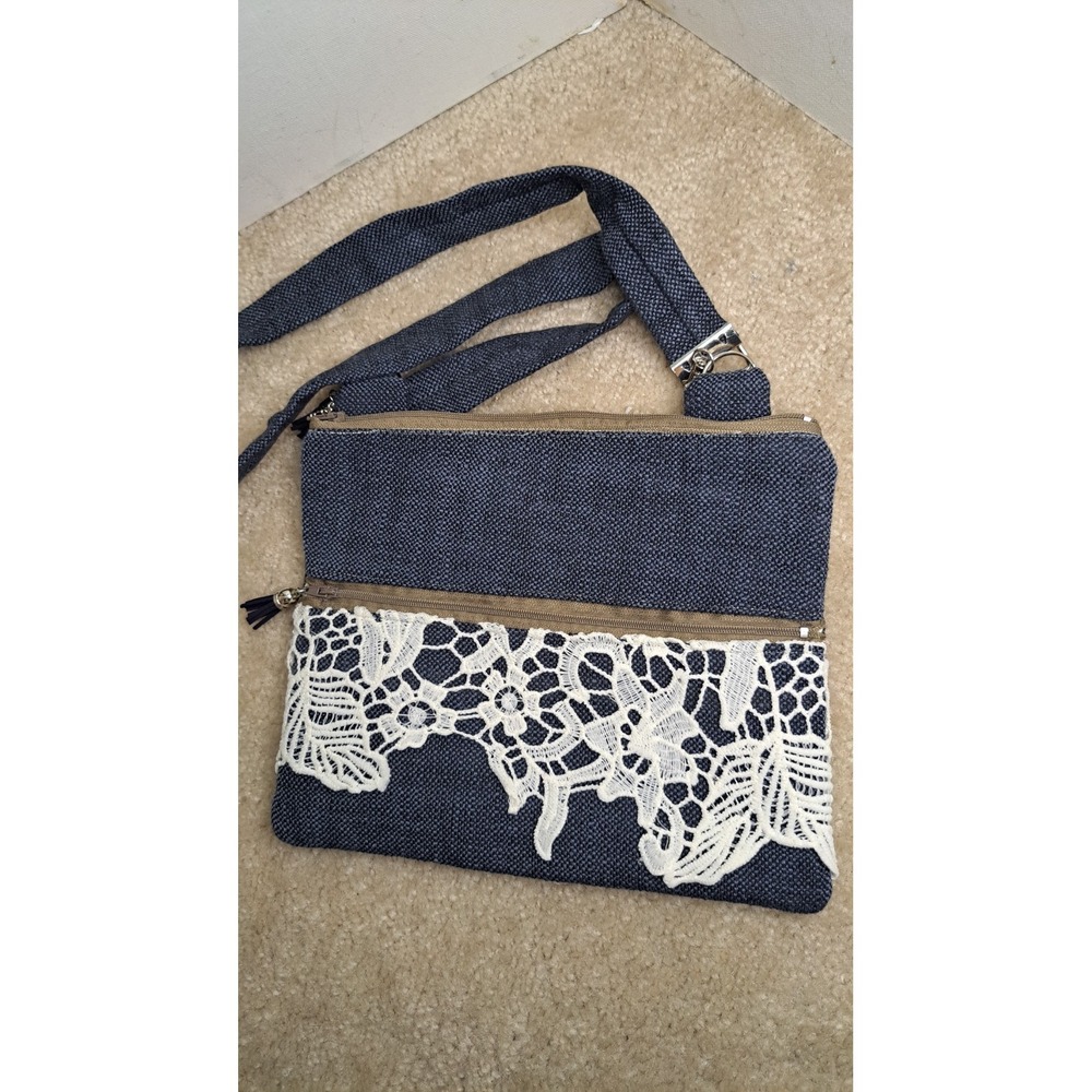 Handmade Y2K Denim Crossbody Bag Lace Boho Festival Jean Purse
